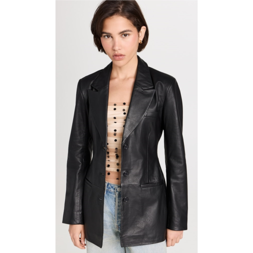 Reformation x Veda Hal Fitted Leather Blazer