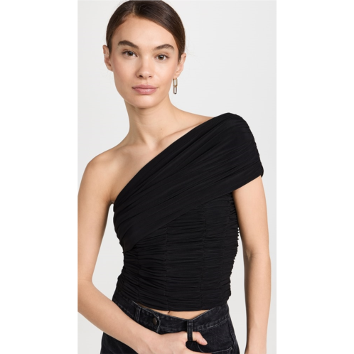 Tibi Drapey Jersey Ruched Strapless Top