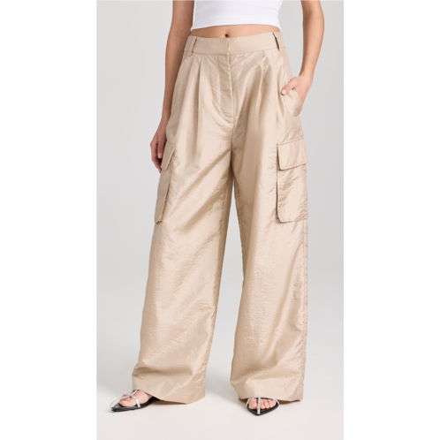 Tibi Crispy Nylon Stella Pleated Cargo Pants