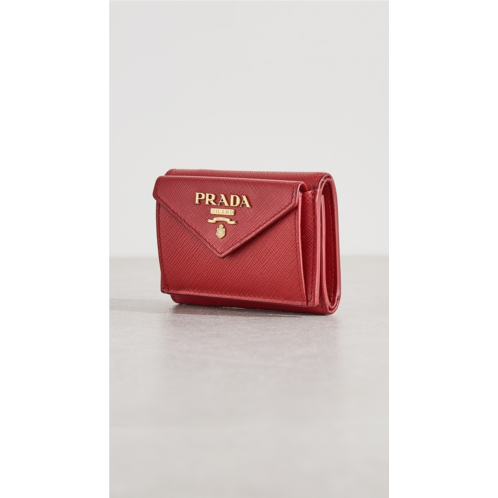 What Goes Around Comes Around Prada Red Saffiano Compact Wallet