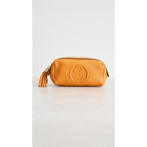 What Goes Around Comes Around Gucci Orange Leather Soho Cosmetic Pouch