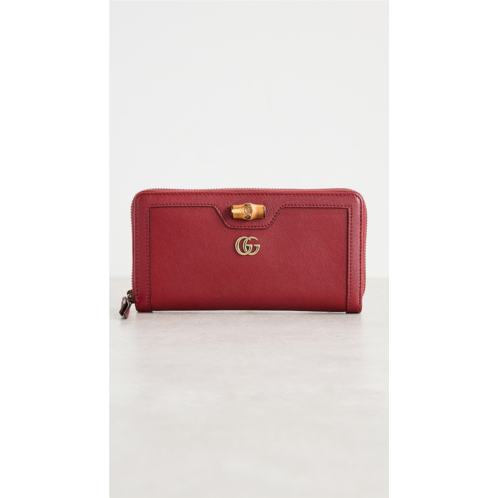 What Goes Around Comes Around Gucci Red Leather Bamboo Zip Around Wallet