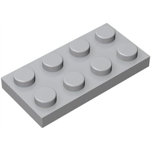 TTEHGB TOY Classic Building Bricks Plate 2x4, 100 Piece, Compatible with Lego Parts and Pieces 3020, Creative Play Set - 100% Compatible with All Major Brick Brands(Colour:Light Grey)