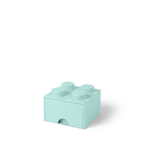 Room Copenhagen LEGO Brick Drawer, 4 Knobs, 1 Drawer, Stackable Storage Box, Aqua Mint Green