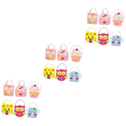 ERINGOGO 18 Sets Girl Toy Girls Craft Toys Arts and Crafts for Kids Pouch Craft Kit Kids Suit Kids Tote Bag Nonwovens Handbags DIY Cartoon Handbags Tote Bag Material Hand Sewing To