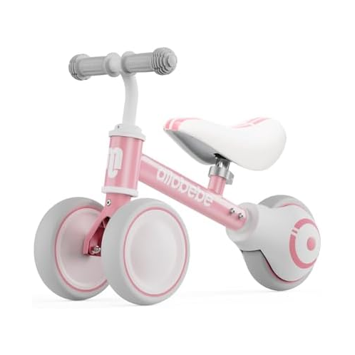 allobebe Baby Balance Bike, Cute Toddler Bikes 12-36 Months Gifts for 1 Year Old Girl Bike to Train Baby from Standing to Walking with Adjustable Seat Silent & Soft 3 Wheels, Pink