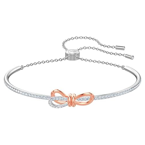 Swarovski Lifelong Bow Necklace and Bracelet Jewelry Collection, Clear Crystals, Rhodium Finish