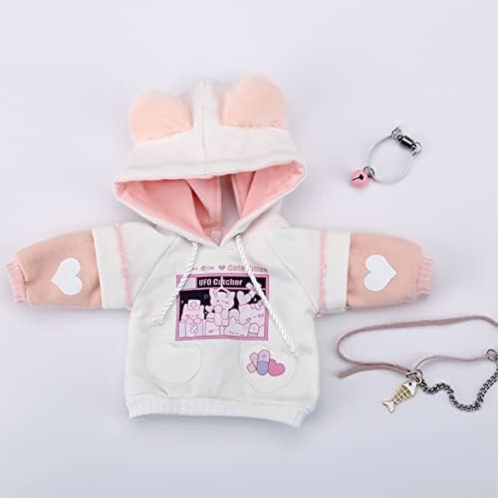 Generic New 1/6, 1/4,1/3 BJD Doll Clothes Cute Cat Sweater Hoodie Jacket for Big 1/6, Yosd, 30cm/45cm/60cm Dolls Clothing BJD SD Doll Accessories (White-Pink,1/6)