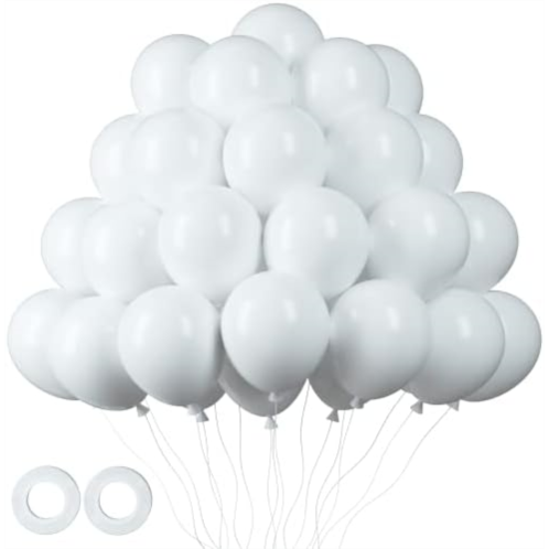 Voircoloria 105pcs White Balloons 12inch Party Balloons for Birthday Baby Shower Graduation Wedding Anniversary Party Decorations