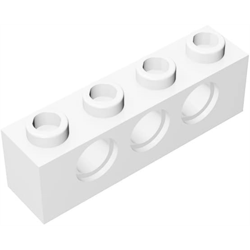 WEBRICK Classic Building Bulk Brick 1x4 with Holes, 200 Piece White Building Black 1x4 with Holes, Compatible with Lego Parts and Pieces 3701(Colour: White)