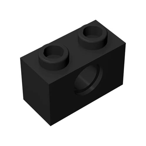 TTEHGB TOY Classic Bulk Brick Block, Compatible with Lego Parts and Pieces 3700: Technical Black 1x2 Brick with Hole, 100 Pcs(Cloour:Black)