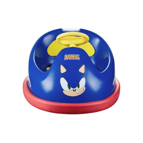 Voyager Sonic The Hedgehog Bumper Car for Kids, 2 Speed Electric Vehicle, Toddler Bumper Car with Remote Control and 360 Degree Turning, 6V Motor, LED Lights, Gifts for Toddlers, Large