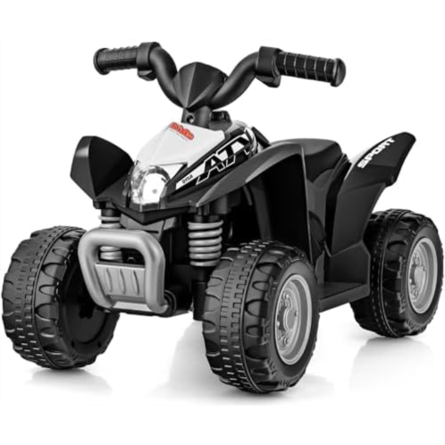 OLAKIDS Kids Ride On ATV, 6V Electric Vehicle for Toddlers, 4 Wheeler Battery Powered Motorized Quad Toy Car for Boys Girls with LED Lights, Horn (Black)