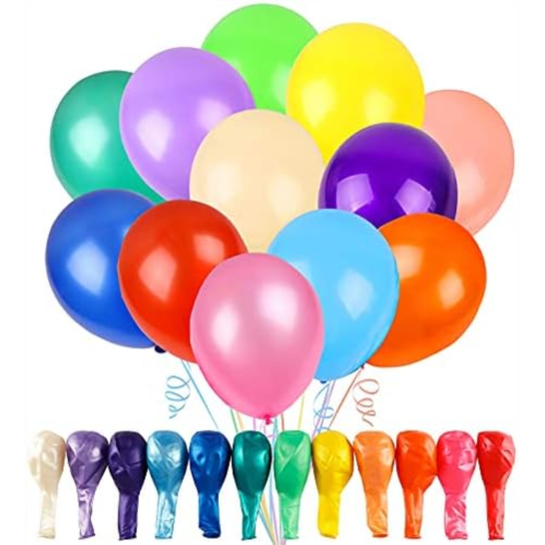 RUBFAC 120 Balloons Assorted Color 12 Inches Rainbow Latex Balloons, 12 Bright Color Party Balloons for Birthday Baby Shower Wedding Party Supplies Arch Garland