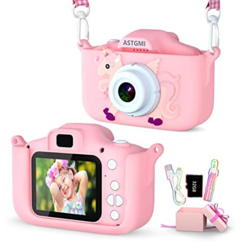 ASTGMI Kids Digital Camera - HD Upgrade for Girls & Boys Age 3-10 - 32GB SD Card, Silicone Cover, Christmas & Birthday Gifts