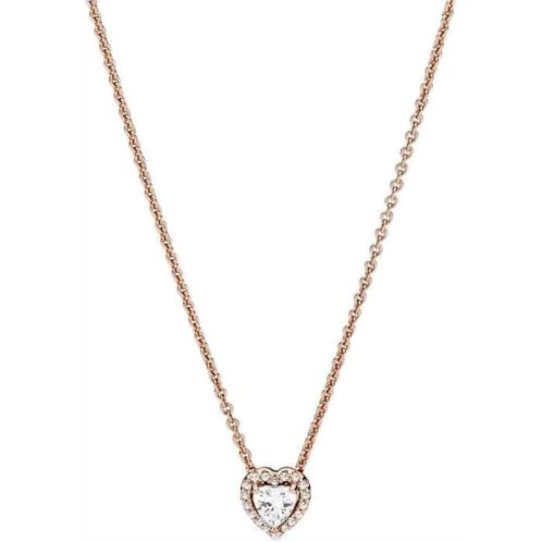 Pandora Sparkling Heart Collier Necklace - Adjustable Jewelry with Lobster Clasp - Great Mothers Day Gift - 14k Rose Gold & Cubic Zirconia - 17.7 - With Gift Box