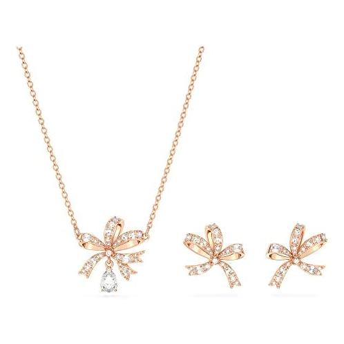 Swarovski Volta Necklace and Earrings Jewelry Set with Crystal Bow Motif