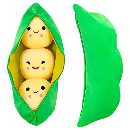 AOQI Giant Peas in A Pod Plush Toy Pea Pod Pillow Cute Pea Stuffed Toys Plant Doll Various Sizes (Yellow Beans,15.7/40cm)