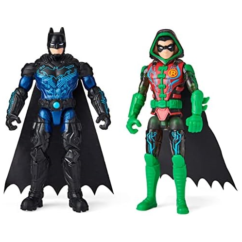 DC Comics Batman 4-inch Bat-Tech Batman and Robin Action Figures with 6 Mystery Accessories, for Kids Aged 3 and up, Amazon Exclusive