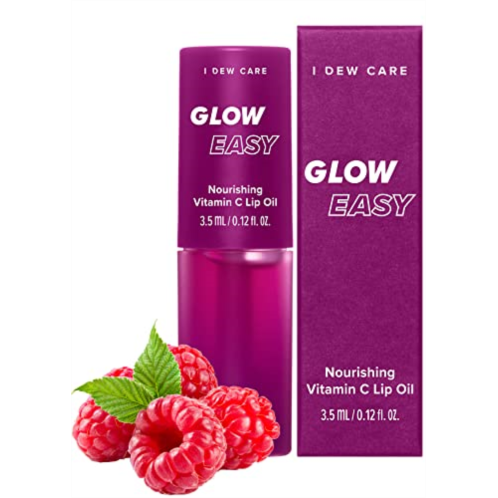I DEW CARE Lip Oil Gloss - Glow Easy with Jojoba Seed Oil with Vitamin C, Pigmented Glossy Lip Stain, Hydrating, Korean Makeup, Pink Color, Glass Skin Look, 0.12 Fl Oz