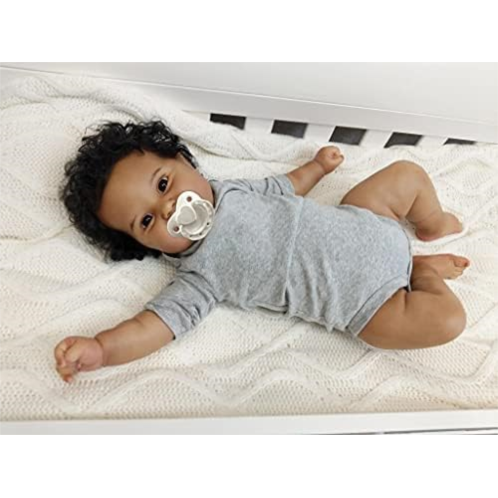 Angelbaby Lifelike African American Reborn Baby Doll Boy Black, 20 inch Real Life Soft Silicone Weighted Smile Newborn Baby Doll with Clothes for Kids Toys