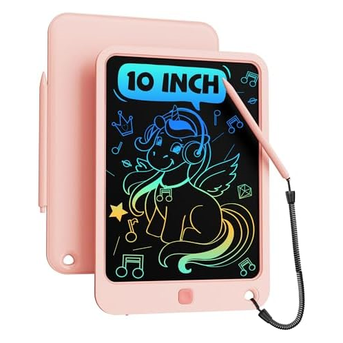 bravokids LCD Writing Tablet 10 Inch, Toys for 3-10 Year Old Girl Boy, Colorful Doodle Board Drawing Pad for Kids, Learning Educational Birthday Gift for Toddler Age 3 4 5 6 7 8 9