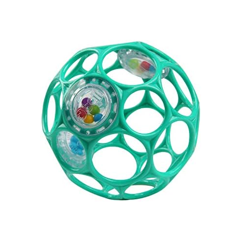 Bright Starts Oball Easy-Grasp Rattle BPA-Free Infant Toy in Teal, Age Newborn and up, 4 Inches