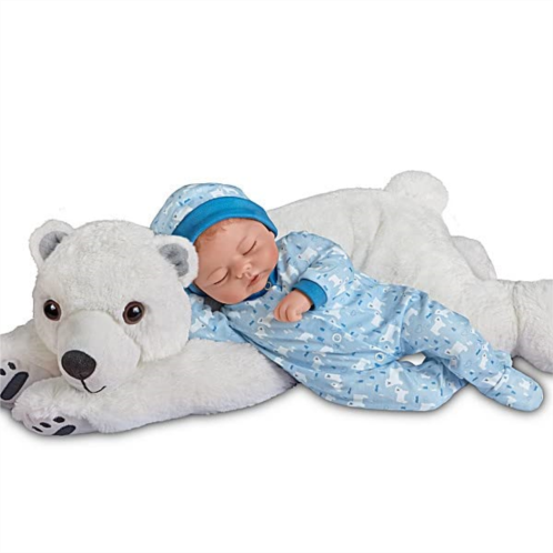 The Ashton-Drake Galleries Brayden and Snowball Lifelike So Truly Real Baby Boy Doll Weighted with Soft RealTouch Vinyl Skin and Plush Polar Bear Friend by Master Doll Artist Vio