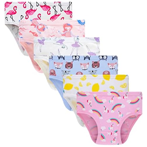 Cadidi Dinos Little Girls Soft Cotton Underwear Kids Cool Breathable Comfort Panty Briefs Toddler Undies(Pack of 6)
