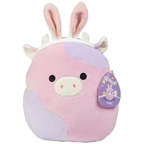 Squishmallows 10-Inch Patty The Cow with Bunny Ears - Official Jazwares Plush- Collectible Cute Soft & Squishy Cow Stuffed Animal Toy - Add to Your Squad - Gift for Kids, Girls & B