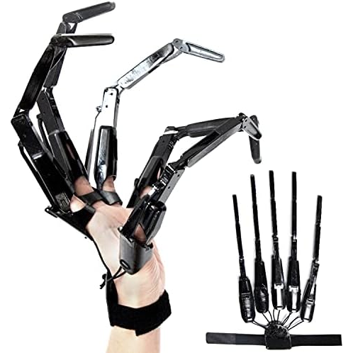 Mecbellor 1 Pack Articulated Finger Extension Kit - Mechanical Skeleton Claw Hand for Halloween Costume, Role-Playing, and Cosplay(Black, Left Hand)