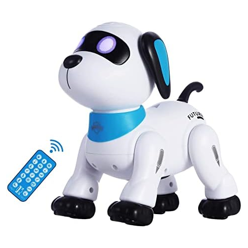 yiman Remote Control Robot Dog Toy, Programmable Interactive & Smart Dancing Robots for Kids 5 and up, RC Stunt Toy Dog with Sound LED Eyes, Electronic Pets Toys Robotic Dogs for K