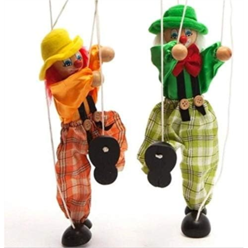 MioCloth Fun Wooden Clown Marionette Pull String Puppet Vintage Toy for Family Men Women Pretend Play Puppetry Party