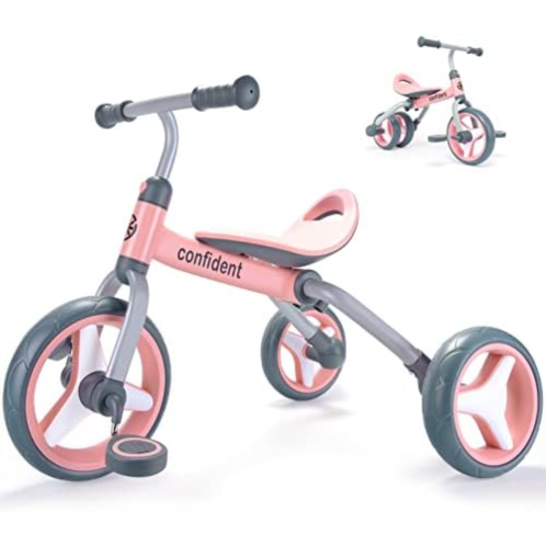 XIAPIA 4 in 1 Tricycle for Toddlers Age 2-5, Folding Toddler Bike& Toddler Tricycle& Baby Balance Bike with Adjustable Seat and Detachable Pedal, Ride-on Toys for 2 3 4 5 Years Old