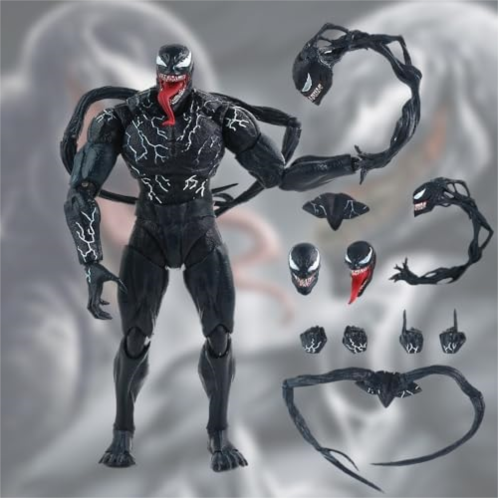 Chengchuang Venom Carnage Action Figure Collectible Anime Collectible Venom Doll Model Toy PVC Joints Movable Model Toy Figures Collection Model Character Statue Toy Decoration Ornaments (Veno