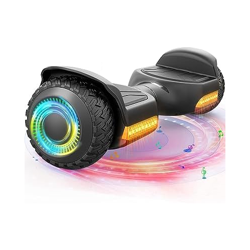 Gyroor Hoverboard New G13 All Terrain Hoverboard with LED Lights & 500W Motor, Self Balancing Off Road Hoverboards with Bluetooth for Kids ages 6-12 and Adults Gift-Black
