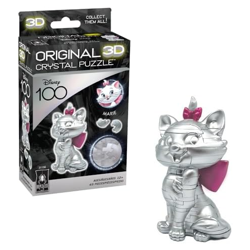 Bepuzzled, Disney Platinum Marie: Purr-fectly Charming 3D Crystal Puzzle Straight from The Aristocats, Ages 12 and Up