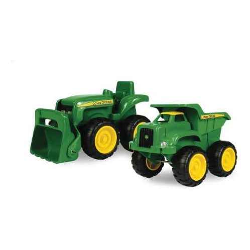 John Deere Sandbox Toys - Includes Dump Truck Toy and Tractor Toy with Loader - Kids Outdoor Toys - Easter Gifts for Kids - Frustration Free Packaging - Green - 2 Count - Ages 18 M