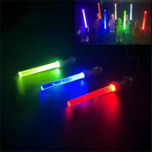 LYBMTWF Light-up Lightsaber for Lego,Minifigure Accessories LED Lightsaber with USB,Compatible with Star Wars Minifigure（RGB Grey Handle）
