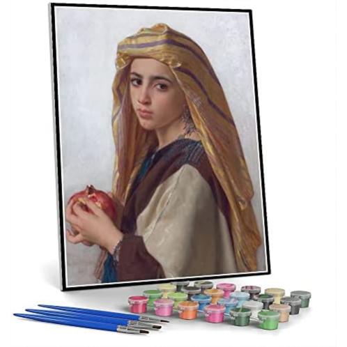 Hhydzq DIY Oil Painting Kit,Girl with A Pomegranate Painting by William-Adolphe Bouguereau Arts Craft for Home Wall Decor