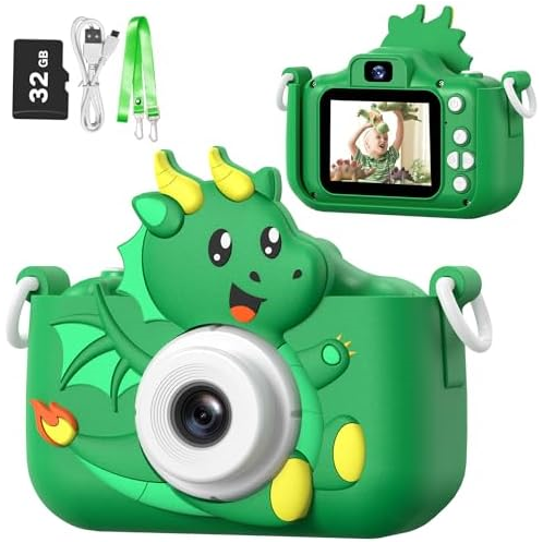 Goopow Kids Selfie Camera Toys for Girls Age 3-9,Children Digital Video Camera Toy with Cat Soft Silicone Cover,Christmas Birthday Festival Gifts for 3-9 Year Old Girls and Boys- 3