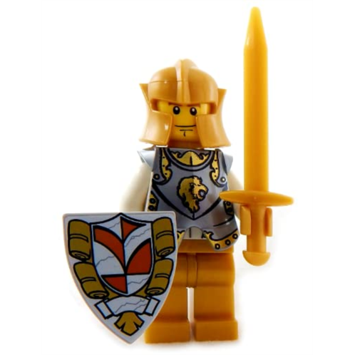 Booster Bricks Lego Gold Knight Minifigure - Medieval Lion King Castle minifig Golden Sword Armor