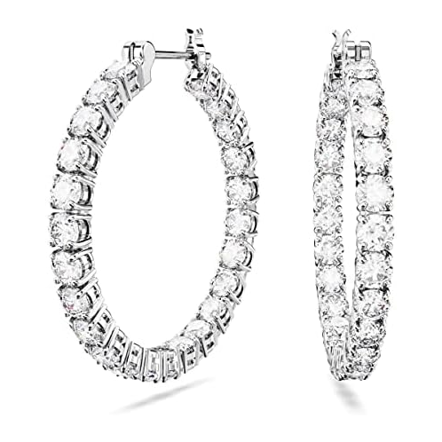 Swarovski Matrix Hoop Earrings Collection, Crystals on Metal Finish Settings