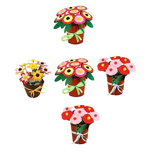 ibasenice 10 Sets Handmade Potting Material DIY Flower Basket Gadgets for Kids Arts Crafts Flower Felt Kid Toy Flower Art DIY Supplies Potted Flower Artificial Non-Woven Fabric Chi