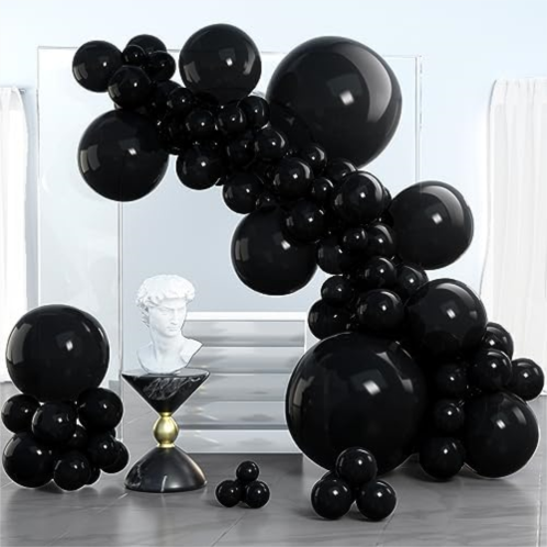 PartyWoo Black Balloons, 100 pcs Matte Black Balloons Different Sizes Pack of 36 Inch 18 Inch 12 Inch 10 Inch 5 Inch Black Balloons for Balloon Garland or Balloon Arch as Party Dec