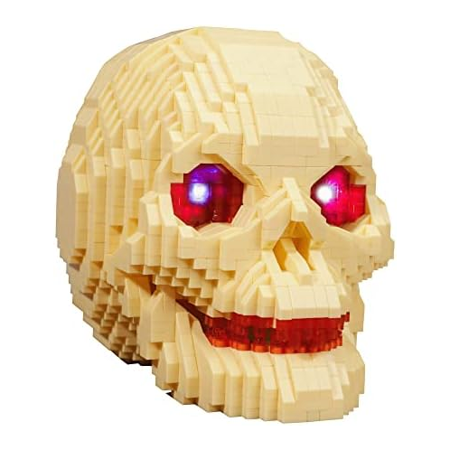 MACTANO Skull Head Micro Mini Building Set, Glowing Skeleton Building Blocks Toy Demon Horror 3D Puzzle Model Decor Party Gift -1992PCS…