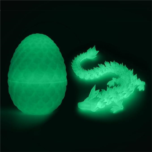 SANTIFY 3D Printed Dragon Egg with Dragon Inside - Mystery Dragon Fidget Toys - Articulated Dragon Home Desk Decor Easter Surprise Dinosaur Eggs (Noctilucent)