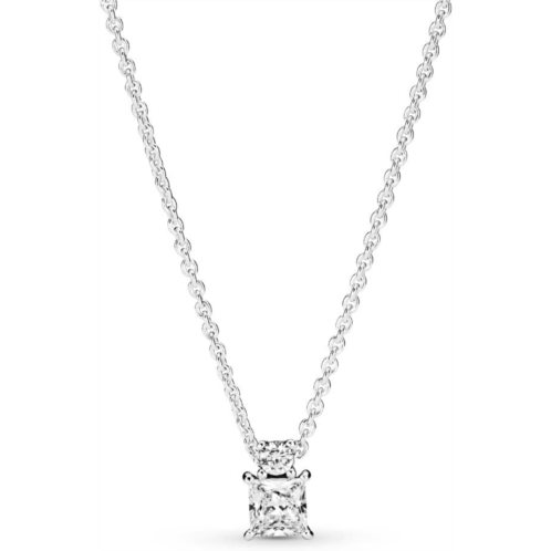 PANDORA Jewelry Sparkling Collier Round & Square Pendant Necklace for Women - Sterling Silver with Cubic Zirconia - 17.7, Clear,Silver, One Size (Pack of 1) (390048C01-45)