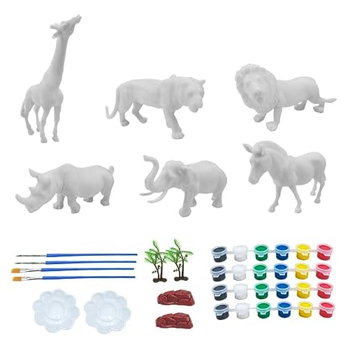 TOYANDONA 3 Sets Animal Blank Painting DIY Painting kit Toy Model kit Arts and Crafts for Kids Child DIY Coloring Animals Plastic Animal Model kit Painting Toy for Children Kids Pa