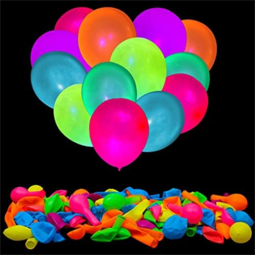 GYIPFIPA 100 Pcs UV Neon Balloons ,Neon Glow Party Balloons UV Black Light Balloons Glow in the dark for Birthday Decorations Wedding Glow Party Supplies Blacklight Reactive Fluorescent Bal